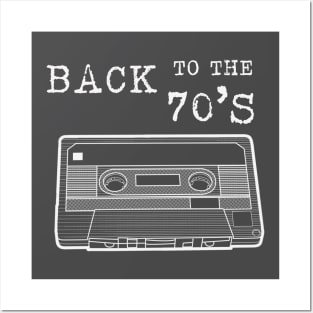 BACK TO THE 70s /white lineart version Cassette Tape Vintage Music Posters and Art